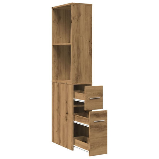 vidaXL Στήλη Μπάνιου Τοίχου Μ22xΒ41xΥ135cm Δρυς
