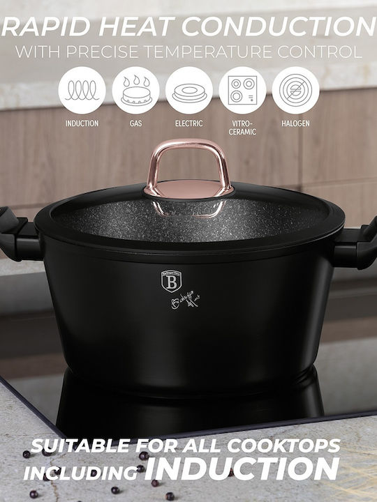 Berlinger Haus Black Rose Collection Σετ Μαγειρικά Σκεύη από Αλουμίνιο με Αντικολλητική Επίστρωση 15τμχ