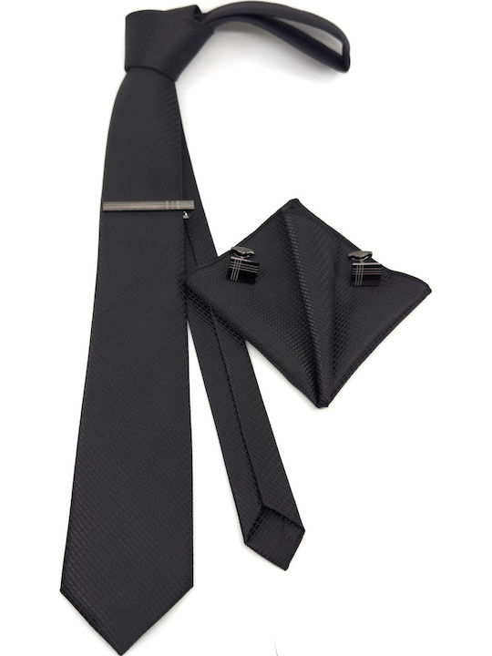 Legend Accessories Σετ Ανδρικής Γραβάτας σε Μαύρο Χρώμα