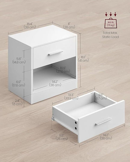 White Wooden Bedside Tables 2 Pieces 39x41x41cm