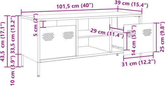 Metal TV Stand Black M101.5xD39xH43.5cm