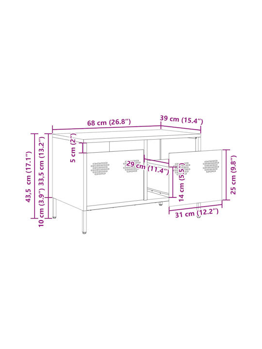 Stand TV Metalic Roz L68xA39xÎ43.5cm