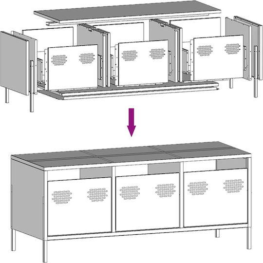 TV-Ständer Metall Senfgelb M101.5xP39xH43.5cm