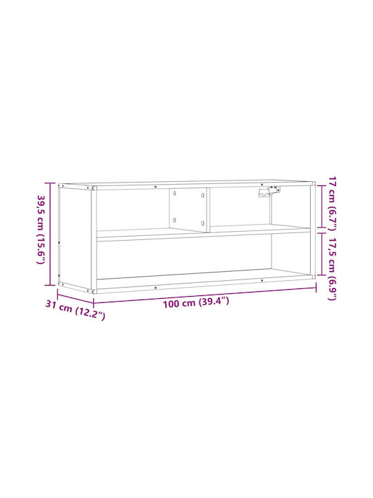 TV Stand Made of Metal and Wood Gray Sonoma M100xD31xH39.5cm