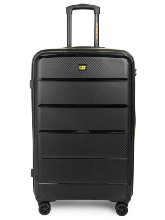 CAT Nested Large Travel Suitcase Hard Black with 4 Wheels Height 70cm 84379-01