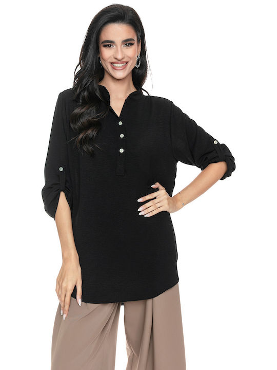 RichgirlBoudoir Women's Blouse with Buttons Black