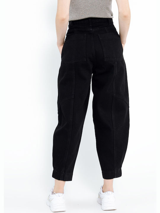 Cuca Women's Jean Trousers in Baggy Line Black