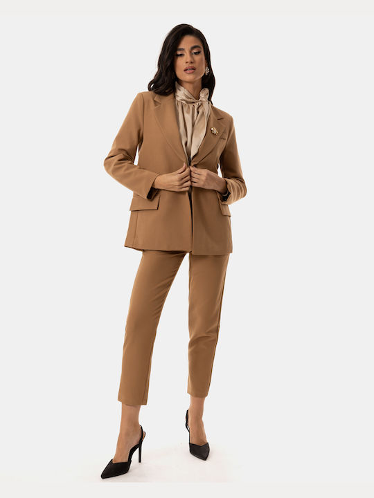 Beige Blazer and Trousers Set