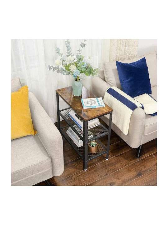 Rectangular Măsuță auxiliară din Lemn Masiv Rustic Brown L60xW30xH60cm.