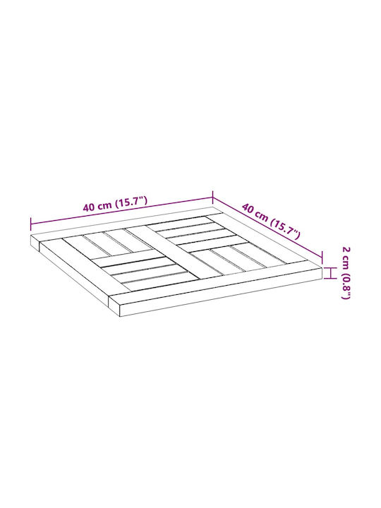 vidaXL Square Table Surface made of Solid Wood Brown 40x40x2cm 4004252 1pcs