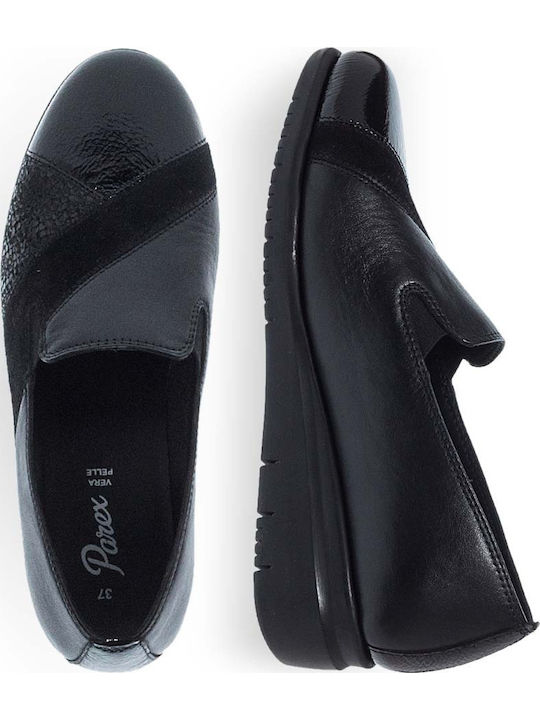 Damen Slip-Ons Leder Schwarze