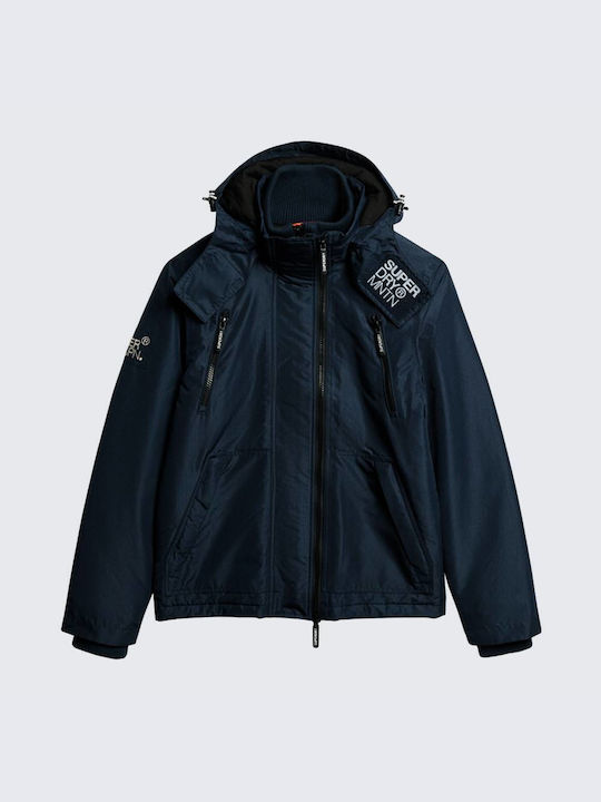 Superdry Men's Puffer Jacket Waterproof and Windproof Navy Blue