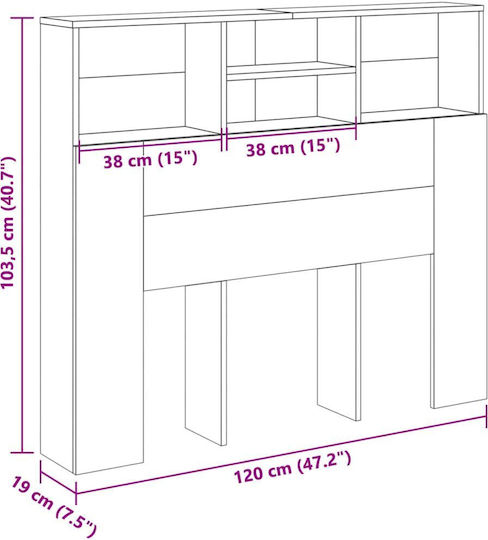 vidaXL Hölzernes Kopfstütze für Betten Braun 120x103,5cm