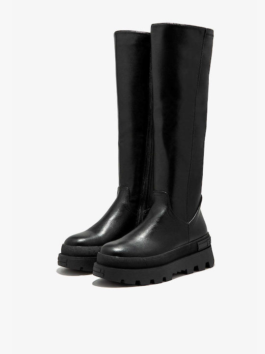 D.Franklin Synthetic Leather Women's Boots with Zipper Black