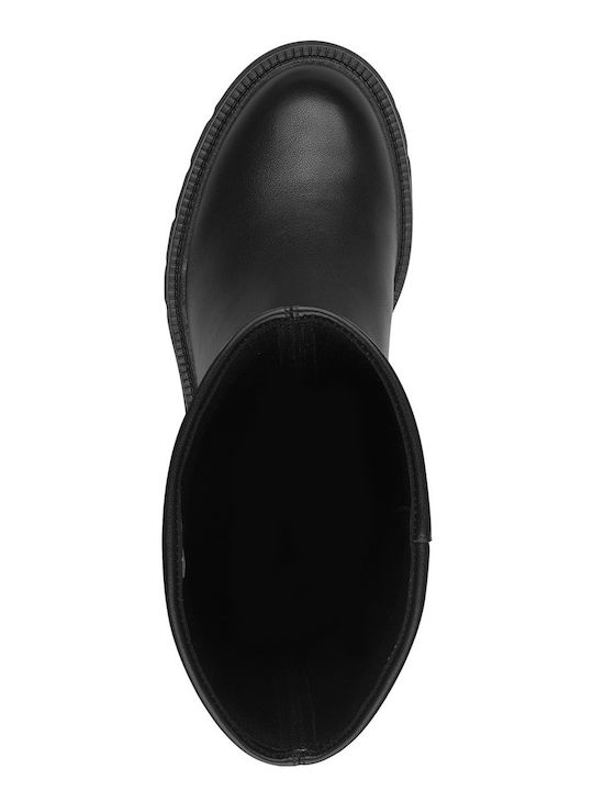 Synthetic Leather Medium Heel Women's Boots Black