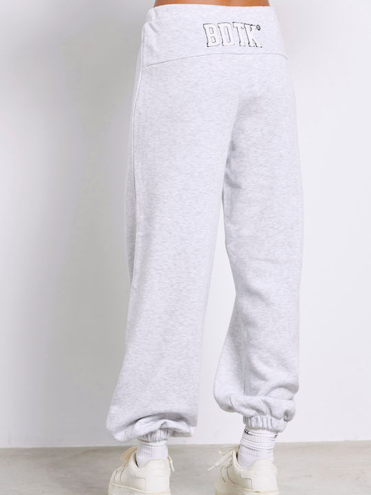 BodyTalk Hohe Taille Damen-Sweatpants Jogger Γκρι Μελανζέ Vlies