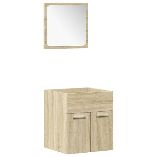 vidaXL Waschtisch mit Waschbecken, Spiegel & Säule L42xB18xH39cm Oaks