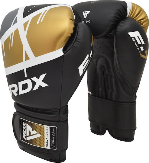 RDX Ego F7P Γάντια Πυγμαχίας από Συνθετικό Δέρμα για Αγώνα Μαύρα