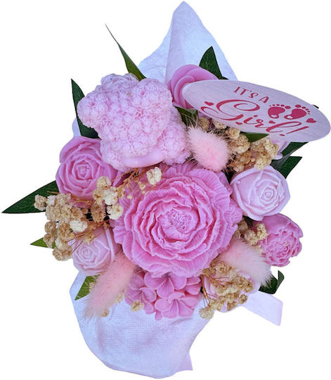 Buchet de Flori din Ceară de Soia Parfumat Themagio It's A Girl 12 X 14 Cm Cutie Albă