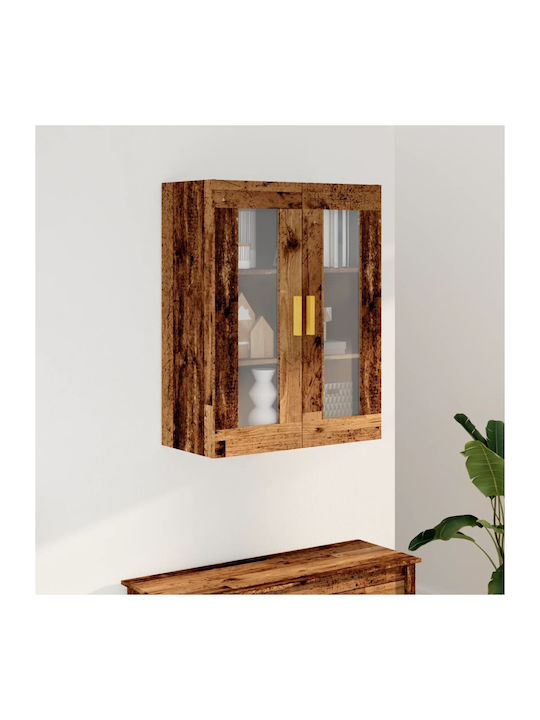 Wall Living Room Display Cabinet made of Particleboard with Glass Coffee 69.5x34x90cm