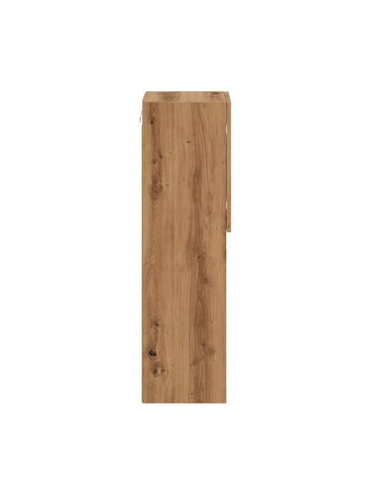 Wall Living Room Display Cabinet made of Particleboard with Glass & Lighting Coffee 30.5x30x102cm