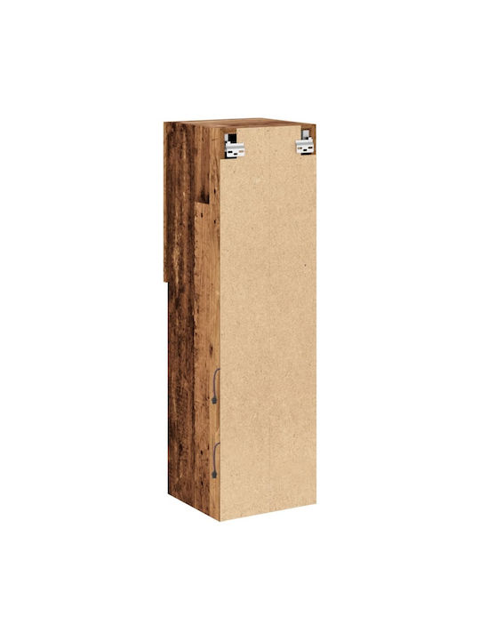 Wand Wohnzimmer Vitrine aus Spanplatte mit Glas & Beleuchtung Coffee 30.5x30x102cm