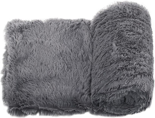 Pelzige Decke Einzeln 160x200cm Grau