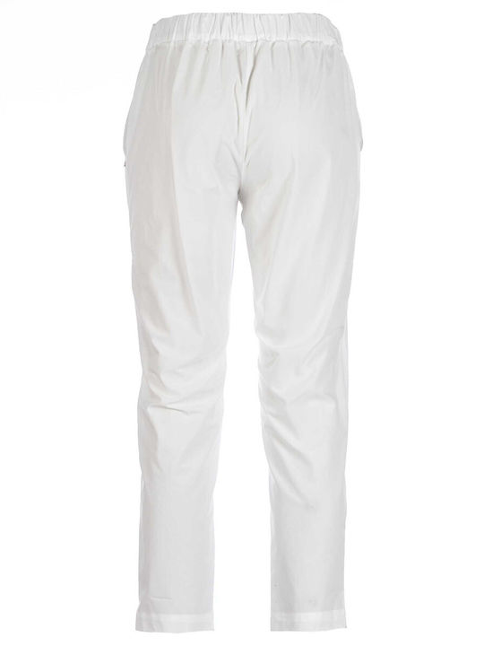 Ottod'ame Women's Cotton Trousers in Regular Fit White