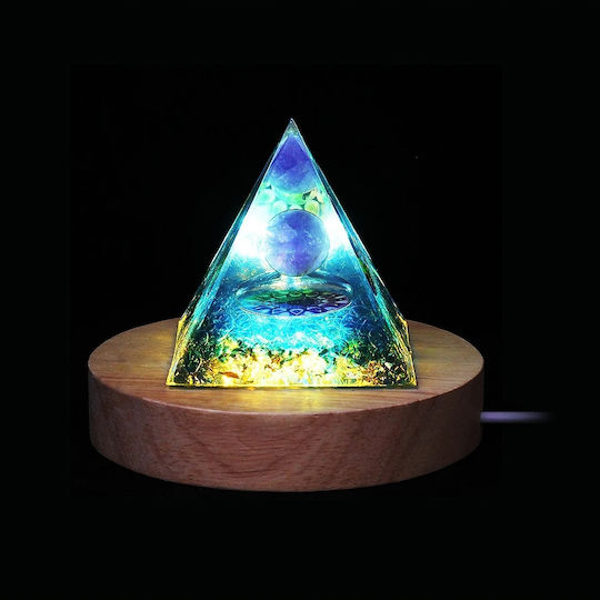 Orgonite Pyramid + Led Lamp Base 5cm Crystal Stones Amulet 5cm Hx06