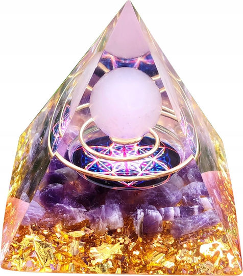 Orgonite Pyramid + Led Lamp Base 5cm Crystal Stones Amulet 5cm Hx08