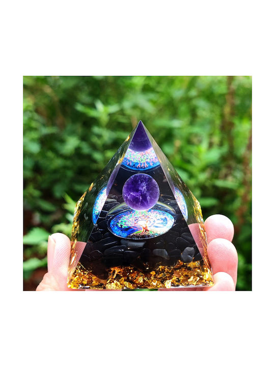 Orgonit-Pyramide + LED-Lampenfuß 5cm Kristallsteine Amulett 5cm Hx03
