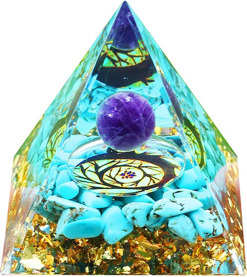 Orgonite Pyramid + Led Lamp Base 5cm Crystal Stones Amulet 5cm Hx18