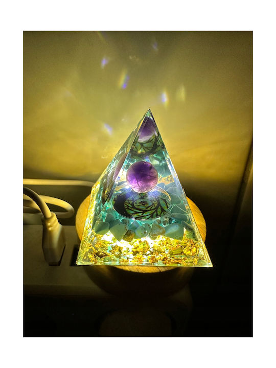 Orgonite Pyramid + Led Lamp Base 5cm Crystal Stones Amulet 5cm Hx07