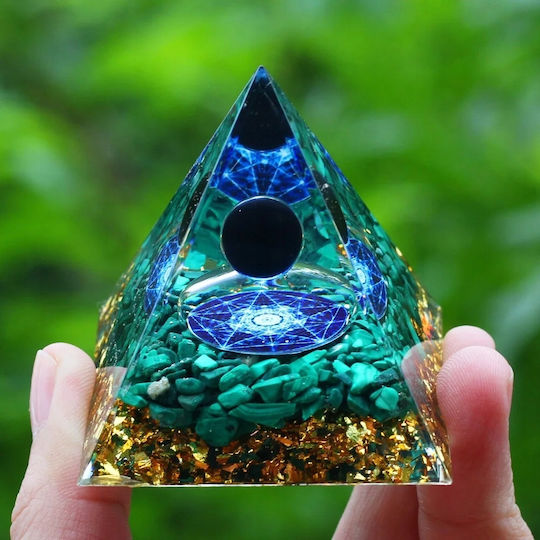 Orgonite Pyramid + Led Lamp Base 5cm Crystal Stones Amulet 5cm Hx19