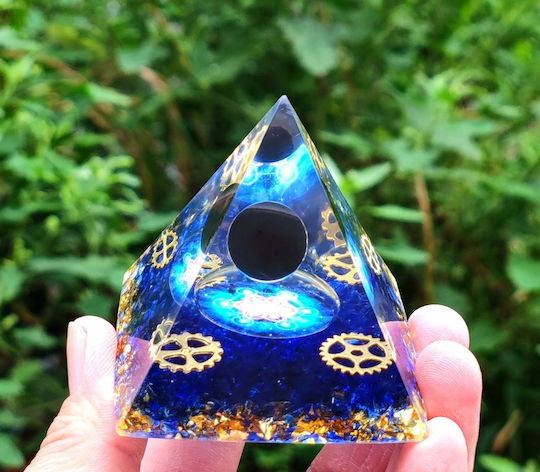 Orgonite Pyramid + Led Lamp Base 5cm Crystal Stones Amulet 5cm Hx10