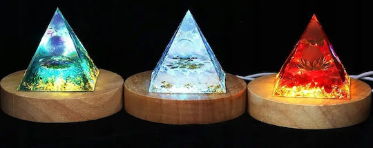 Orgonite Pyramid + Led Lamp Base 5cm Crystal Stones Amulet 5cm Hx16