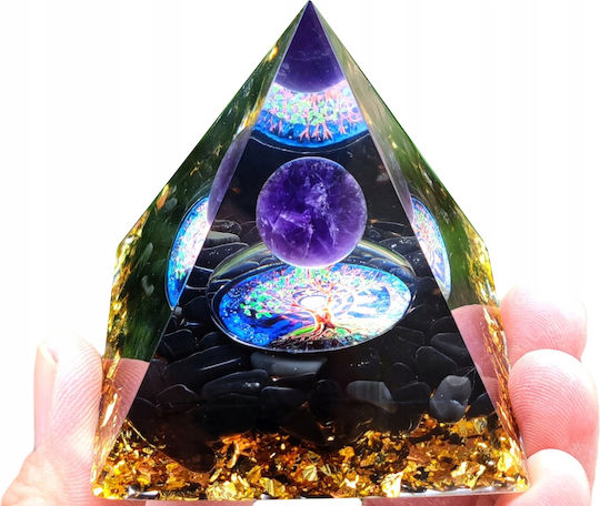 Orgonite Pyramid + Led Lamp Base 5cm Crystal Stones Amulet 5cm Hx03