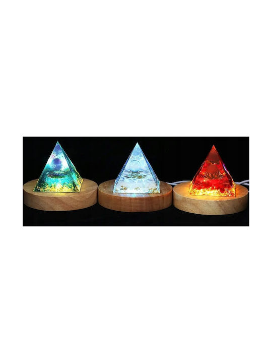 Piramidă Orgonită + Bază Lampă Led 5cm Pietre de Cristal Amuletă 5cm Hx14
