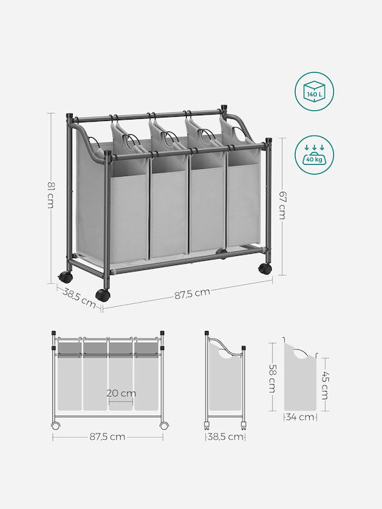 Songmics Перилна Кошница Текстил 87x38x81см Сив