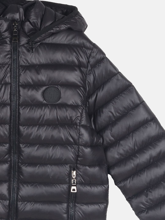Kinder Steppjacke mit Kapuze Black