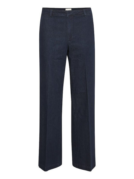 My Essential Wardrobe High Waist Women's Jean Trousers in Wide Line Dark Blue