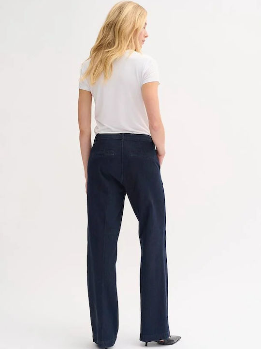 Ψηλόμεσο Γυναικείο Jean Παντελόνι σε Wide Γραμμή Dark Blue