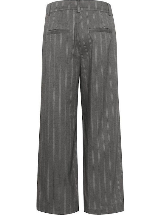 Women's Fabric Trousers Loose Fit Striped Gray
