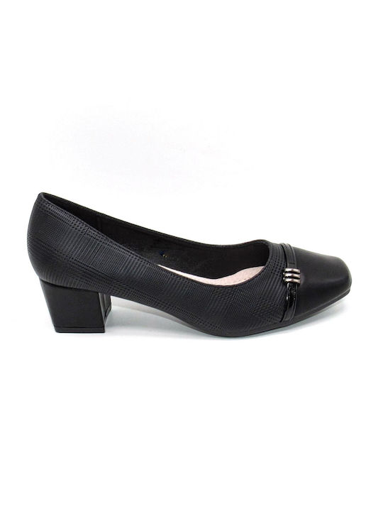 Moenia Synthetic Leather Black Heels JIM