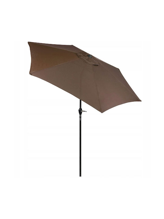 Umbrelă Rotundă Metalică Maro cu Bază de Susținere Φ2.6m
