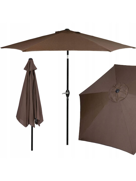 Umbrelă Rotundă Metalică Maro cu Bază de Susținere Φ2.6m