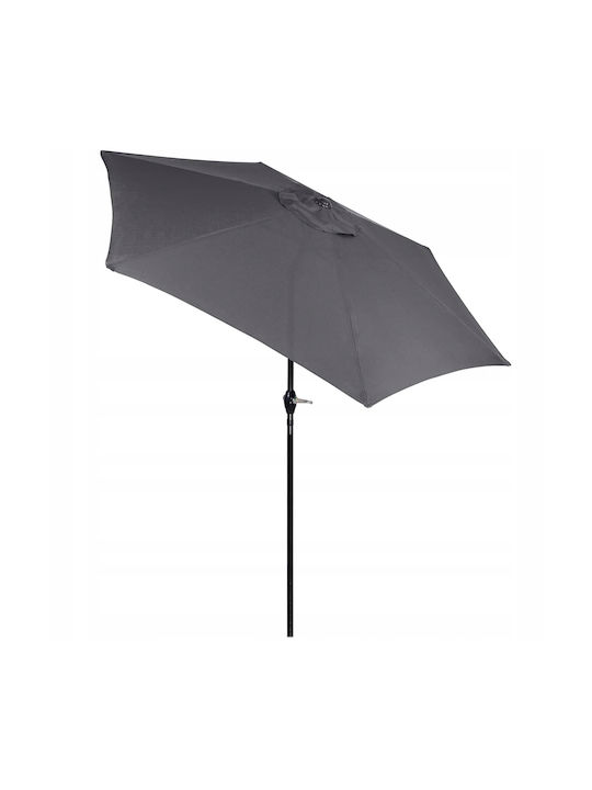 Umbrelă Rotundă Metalică Gri cu Bază de Susținere Φ2.6m
