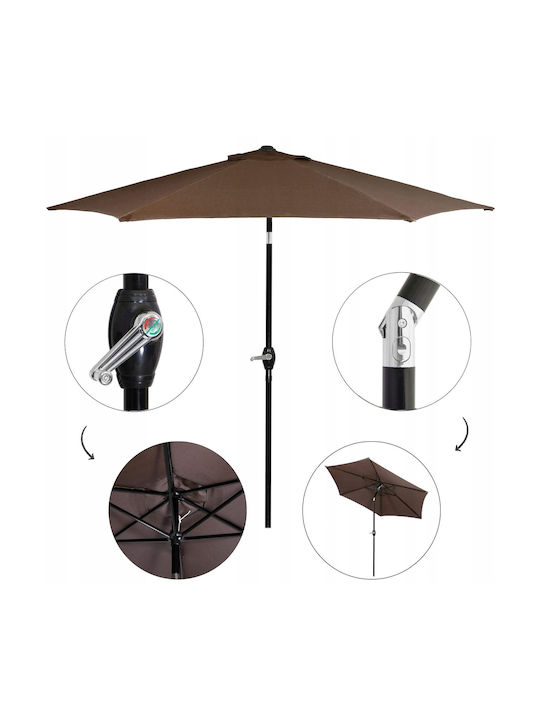 Umbrelă Rotundă Metalică Maro cu Bază de Susținere Φ2.6m