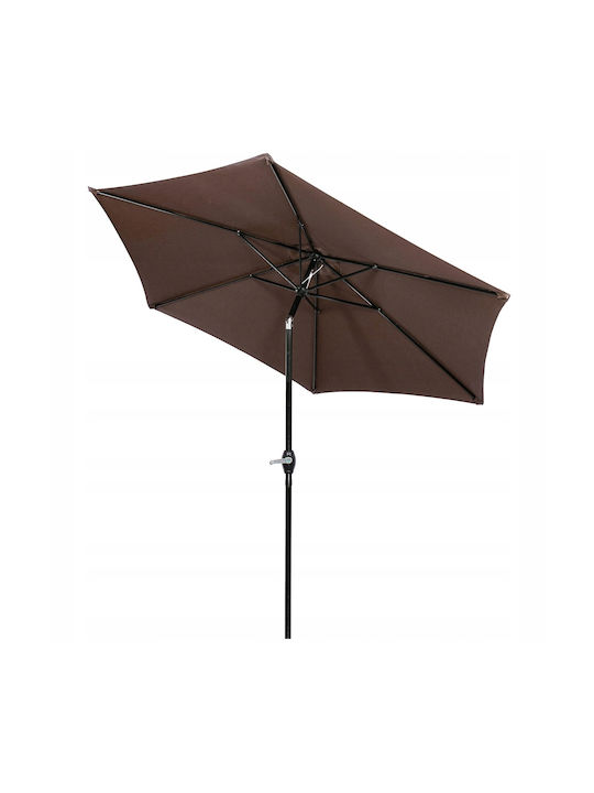 Umbrelă Rotundă Metalică Maro cu Bază de Susținere Φ2.6m