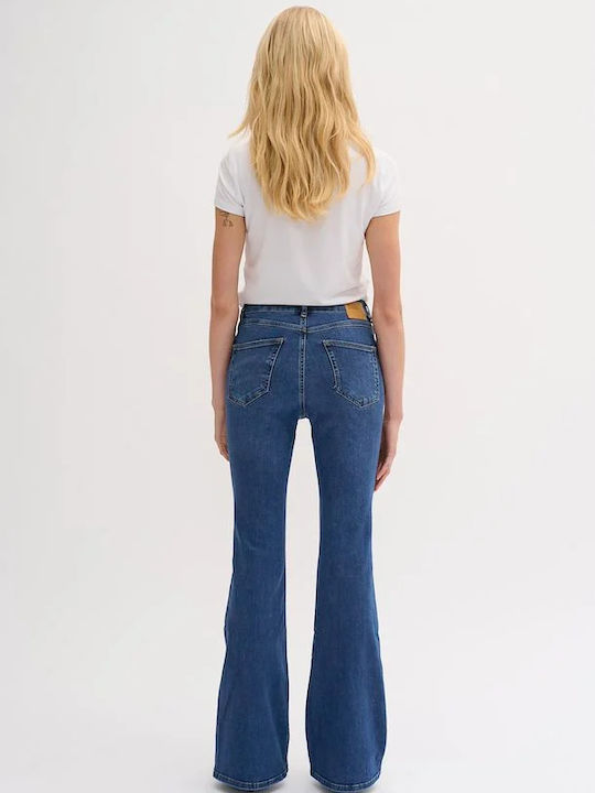 High Waist Women's Jean Trousers Flared in Bootcut Fit Medium Blue Wash
